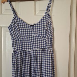 GAP Blue and White Checkered Maxi Dress